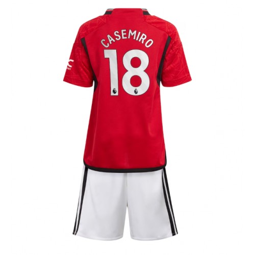 Dres Manchester United Casemiro #18 Domaci za djecu 2023-24 Kratak Rukav (+ kratke hlače)